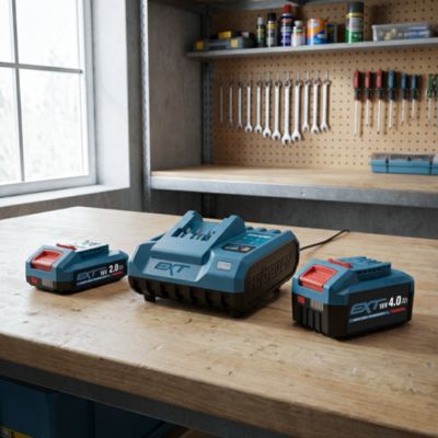 Starter kit batterie 1x2Ah + 1x4Ah + chargeur Erbauer