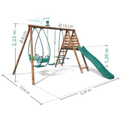 Station de jeu Soulet Nigel en bois 3,24 x 3,54 x H. 2,22 m