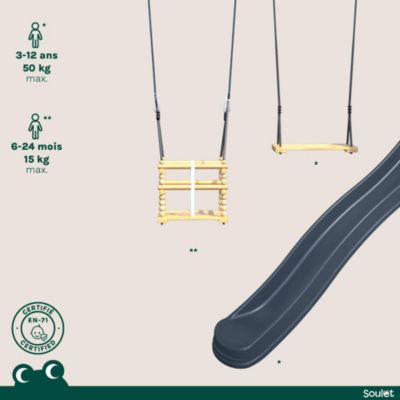 Station de jeu Soulet Prune en bois 2,61 x 3,51 x H. 2,24 m