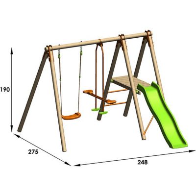 Station de jeux bois 1,90 m Artix VABI - 4 enfants