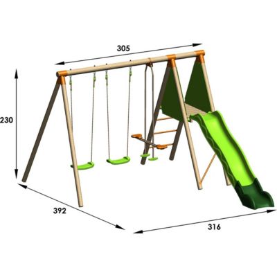 Station de jeux bois 2,30 m Topwood PALMI - 5 enfants