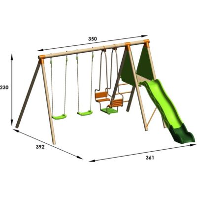 Station de jeux bois 2,30 m Topwood PUNJI - 5 enfants