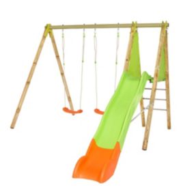 Station de jeux bois poutre métal 2,30 m Techwood ARROBA - 4 enfants