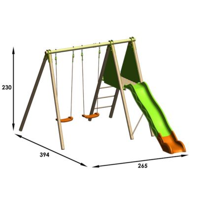 Station de jeux bois poutre métal 2,30 m Techwood ARROBA - 4 enfants