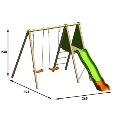 Station de jeux bois poutre métal 2,30 m Techwood ARROBA - 4 enfants