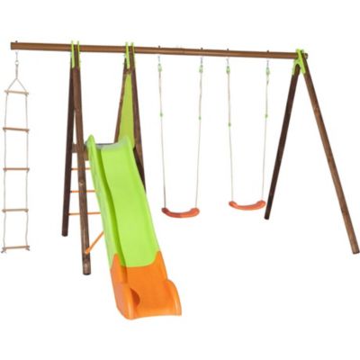 Station de jeux bois poutre métal 2,30 m Techwood Premium XALTO - 5 enfants