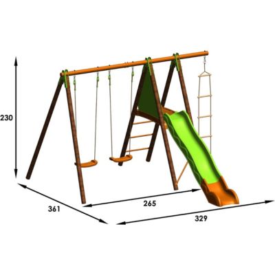 Station de jeux bois poutre métal 2,30 m Techwood Premium XALTO - 5 enfants