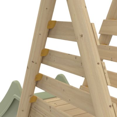 Station de jeux en bois Ceyreste Barbouzet TP Toys 2 balançoires + 1 vis-à-vis + toboggan L.342 x l.342 x H.224 cm