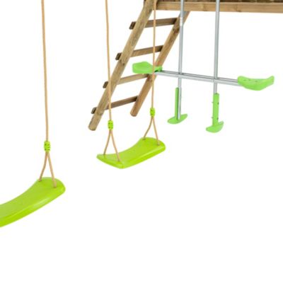 Station de jeux en bois Ceyreste TP Toys 2 balançoires + vis-à-vis + toboggan + kit d'ancrage L.339 x l.436 x H.243 cm