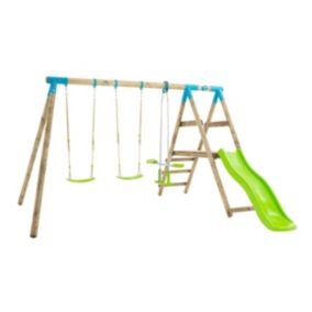 Station genêt tp toys 2 balancoires / vis-a-vis / toboggan / kit d'ancrage h.209 cm