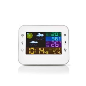 Station Météo Blanc Capteur sans fil Réveil Prévisions Météorologiques Intérieur Extérieur NEDIS