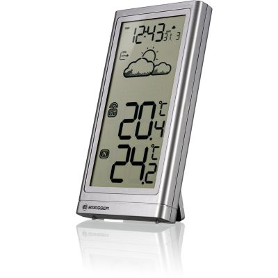 Station météo Bresser avec capteur extérieur, température intérieure & extérieure, tendance météo, alerte gel, horloge radio, gran