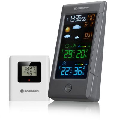 Station météo Bresser radio DCF écran couleur température humidité intérieur extérieur réveil capteur