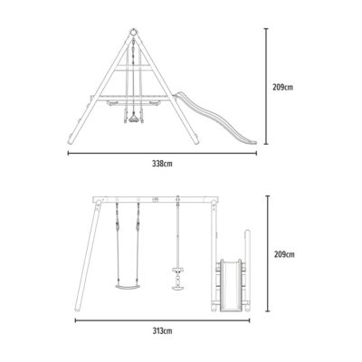 Station palmier tp toys balancoire / vis-a-vis / toboggan / kit d'ancrage h.209 cm