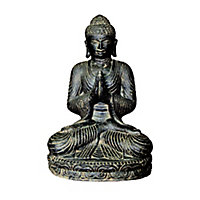 Statue Bouddha position salutation en pierre reconstituée H. 45 cm