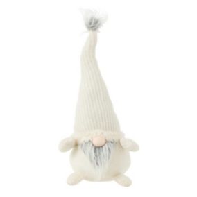 Statue Déco Lutin "Barbe" 52cm Blanc & Gris