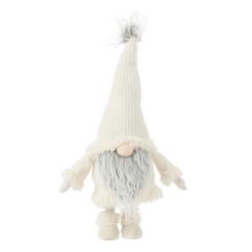 Statue Déco Lutin "Barbe" 59cm Blanc & Gris