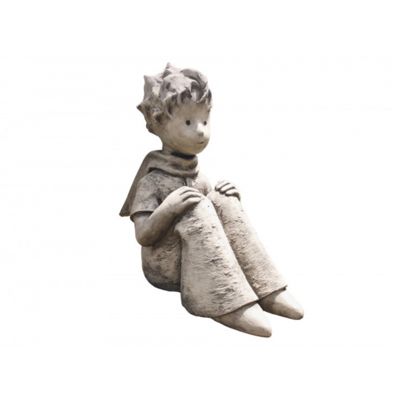 Statue de jardin "Le Petit Prince assis" - Gris clair 52 cm