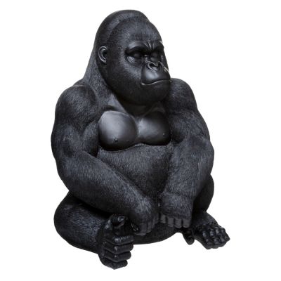 Statue décorative gorille assis noir H.46 cm en résine Atmosphera
