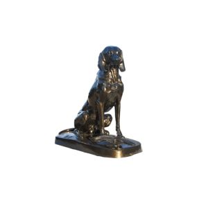 Statue en fonte, chien au collier vieux bronze, Dommartin