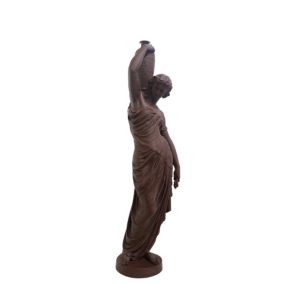 Statue en fonte, déesse à amphore brun antique, Dommartin