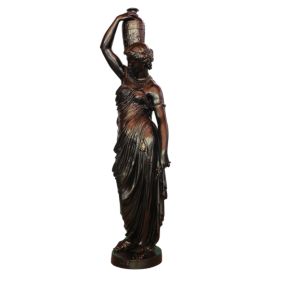 Statue en fonte, déesse à amphore vieux bronze, Dommartin
