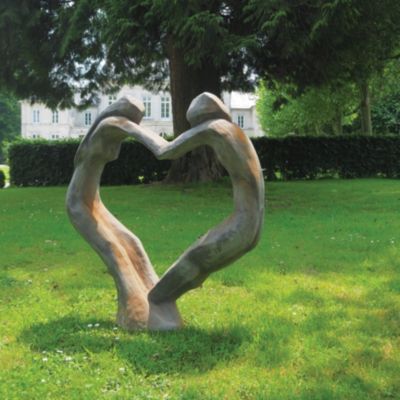 Statue extérieure Tristan et Iseult en coeur ½ rouille 30 x 75 x 102 cm