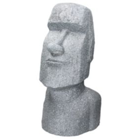 Statue Ile de Paques Moai Rapa Nui figure déco sculpture jardin tête 53,5cm gris