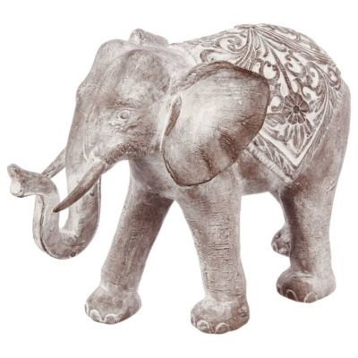 Statue éléphant "Jade" - résine - efffet blanchi H30 cm - Atmosphera