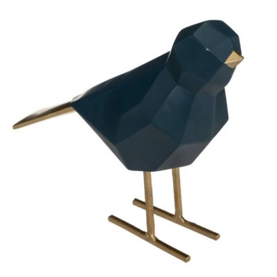Statue origami "Oiseau" - résine - H16 cm - Bleu- Atmosphera