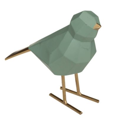 Statue origami "Oiseau" - résine - H16 cm - Bleu- Atmosphera