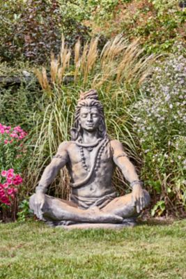 Statue Shiva assis effet rouille H. 90 cm