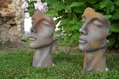 Statue Visage Femme effet rouille H.50 cm