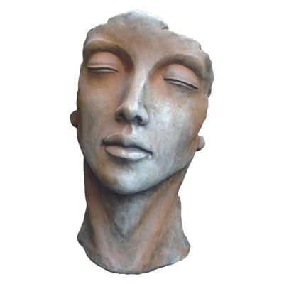 Statue visage femme extérieur grand format - Rouille 115 cm