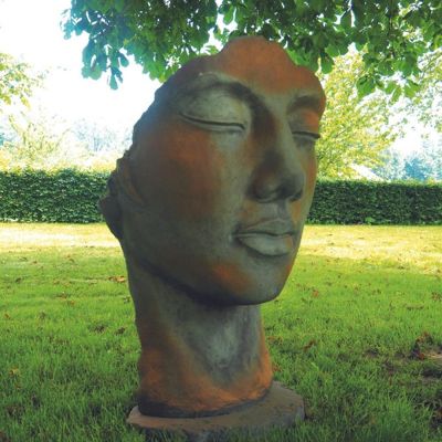 Statue visage femme extérieur grand format - Rouille 115 cm