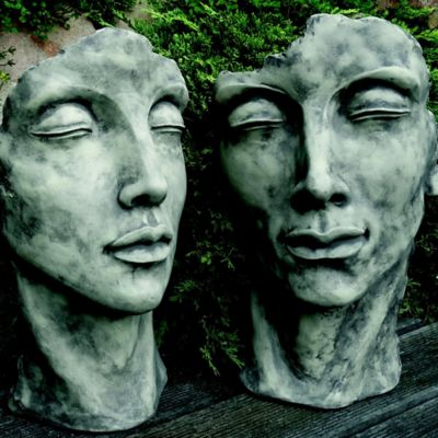 Statue Visage Homme effet pierre H. 115 cm