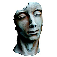 Statue Visage Homme effet rouille H. 115 cm
