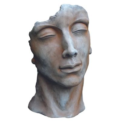 Statue visage homme extérieur petit format - Gris beton 53 cm