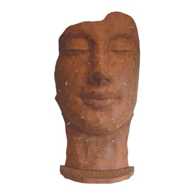 Statue visage métal mosaïque 108 cm - Brun