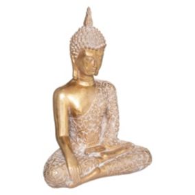 Statuette "Bouddha" assis - doré - H32 cm - Atmosphera
