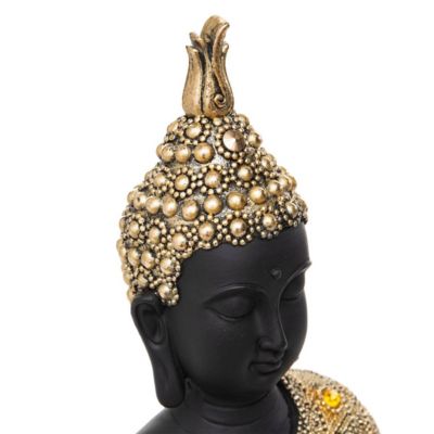 Statuette bouddha assis - résine - doré - H34 cm - Atmosphera
