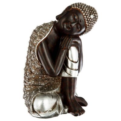 Statuette "Bouddha" assis - résine H28 cm - Multicolore- Atmosphera