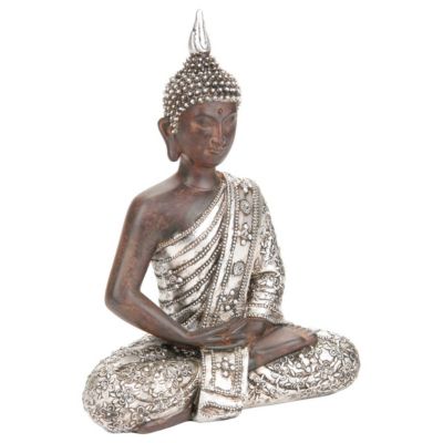 Statuette "Bouddha" assis - résine H28 cm - Multicolore- Atmosphera