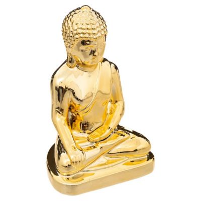 Statuette "Bouddha" - céramique - doré - H25 cm - Atmosphera