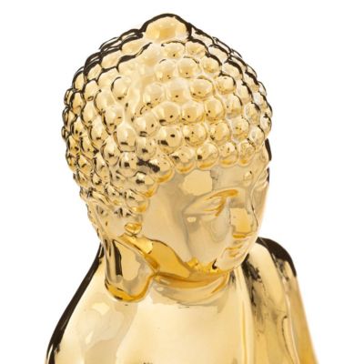 Statuette "Bouddha" - céramique - doré - H25 cm - Atmosphera