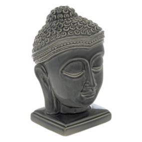 Statuette bouddha "Yola" céramique gris H22,5cm - Atmosphera