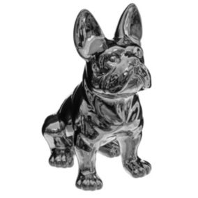 Statuette "Bulldog" - céramique - argent - H12 cm - Atmosphera