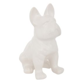 Statuette Bulldog en céramique blanc H.12cm Atmosphera