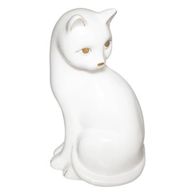 Statuette "Chat" - céramique - blanc - H26 cm - Atmosphera