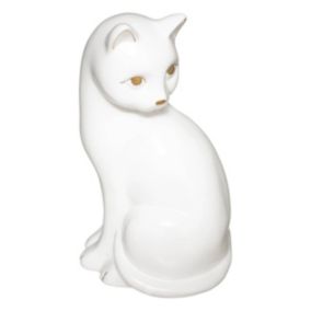 Statuette "Chat" - céramique - blanc - H26 cm - Atmosphera